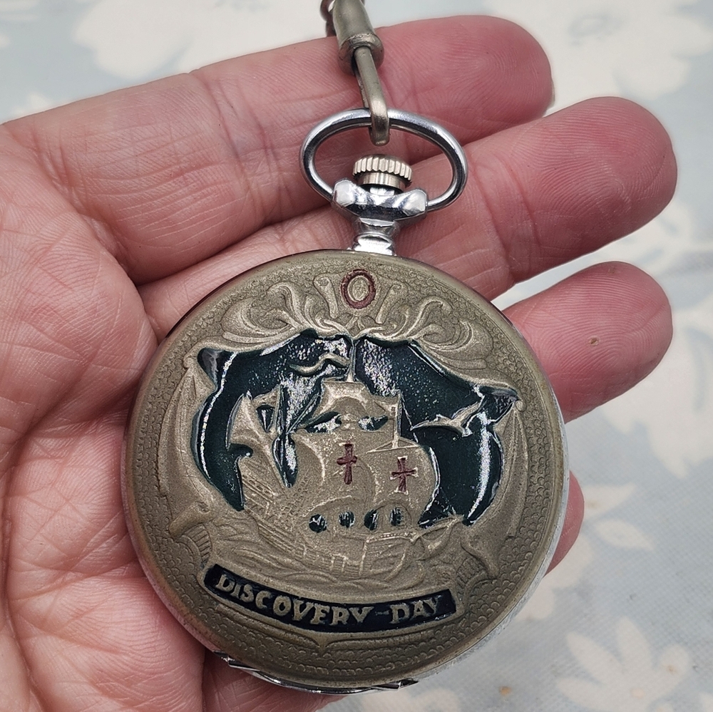 Rare MOLNIJA Columbus "Discovery Day" Pocket Watch Russia